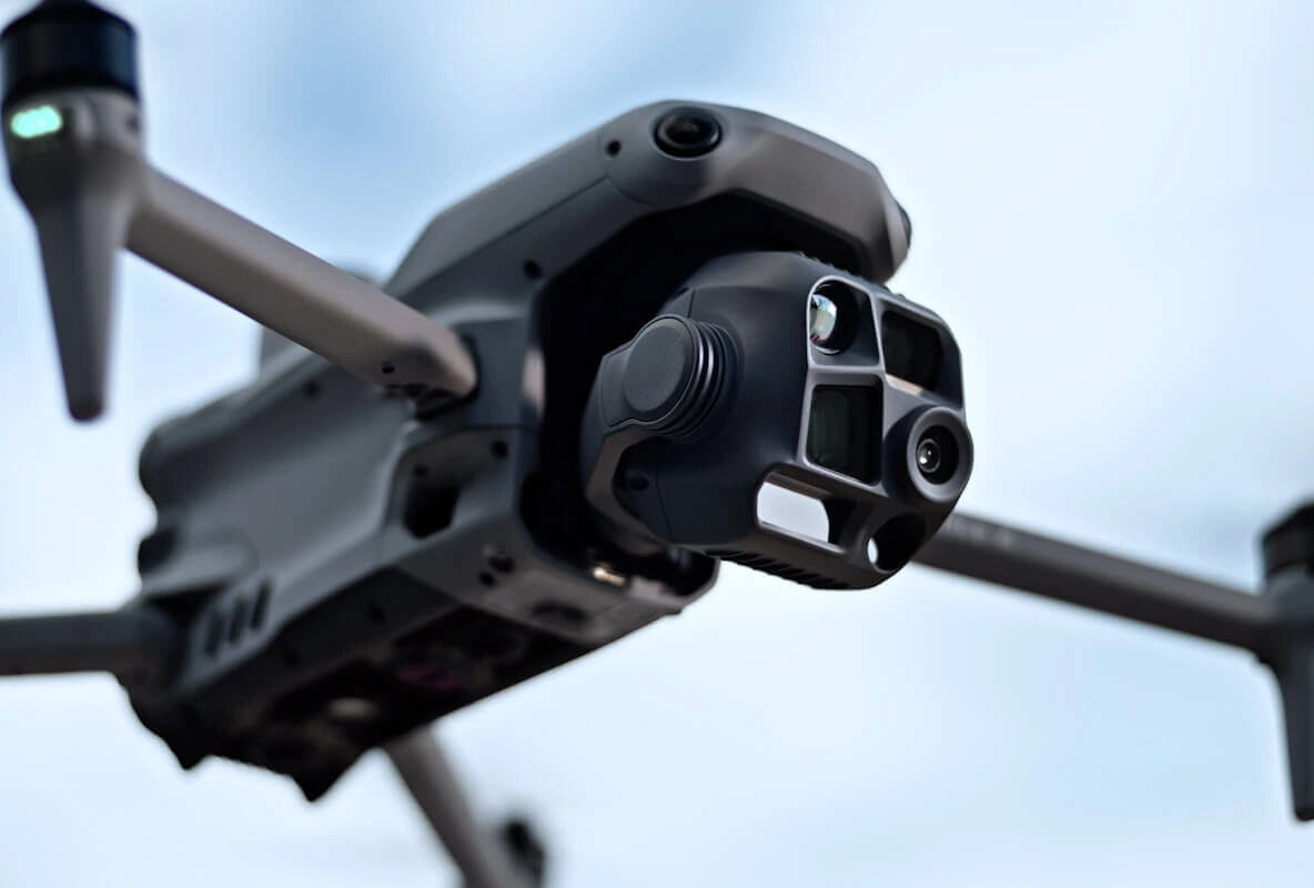 DJI Matrice 4T three-quarter view with visible RGB and thermal camera payload — DJI product photograph